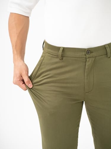 Image of The Pant Project Luxury Cotton Chinos Pants for Men | Stylish Slim Fit Men's Wear Trousers for Office or Party | Mens Fashion Dress Trouser with 2 Way Stretch