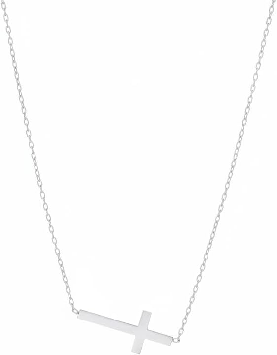 Petite Sterling Silver Cross Necklace, Small Horizontal Design, Adjustable Length for Daily Faith Expression - Unique Religious Gift