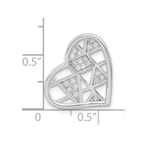 Pendentif cœur argent poli et zircone pour soirée et bureau - 2