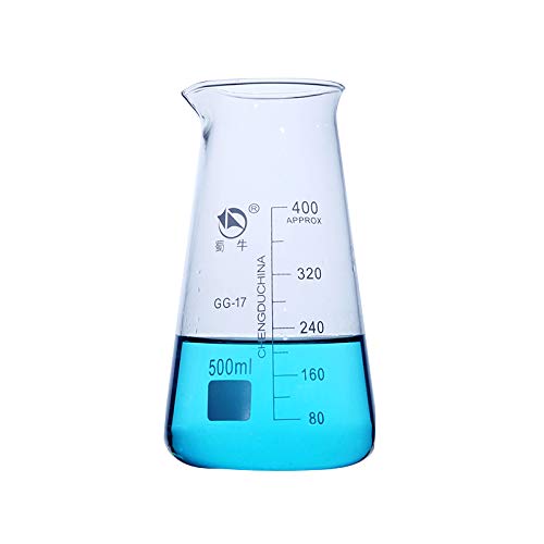 Erlenmeyer Flask with Spout and Printed Graduation 500ml Lab Conical