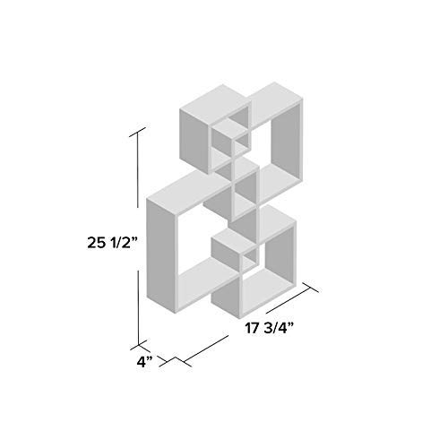 Image of Set of 4 Red and Brown Floating Cube Wall Storage Shelves Lounge Cubes Display Shelf
