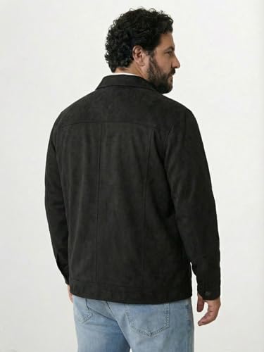 Image of UNSTD Men Plus Size Suede Jacket for Men | Winter Wear Full Sleeves Jacket | Comfortable Big & Tall Casual Jacket