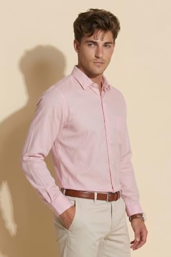 Image of Peter England Men's Classic Textured Slim Fit Full Sleeve Shirt | Wonder Fabric | Cotton Rich | Premium Dobby