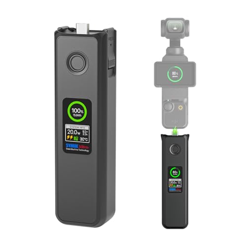 SYMIK Intelligent Battery for DJI Osmo Pocket 4 Pocket 3 Xtra Muse Built-in 5000mAh Battery 20W Fast Charging LCD Display Portable Extended Battery Handle Grip for Osmo Pocket 4 3 Accessories