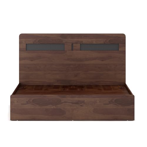 Image of Spacewood Dornik Bed |Queen Size (78 X 60) Engineered Wood Bed with 3 /4th Hydrulic Lifton Storage | 3 Year Warranty | Modern Design |Engineered Wood | Sheesham