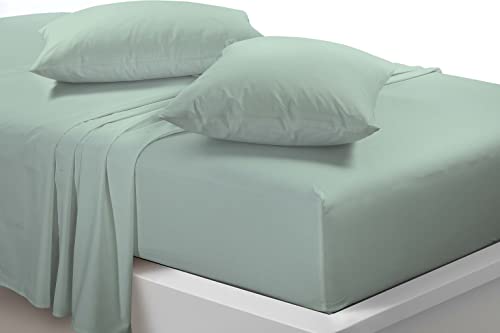 Extra Deep 40cm Fitted Sheets Easy Care Polycotton Cotton Rich Deep Fitted Bed Sheets (Duck Egg, Pair of Pillowcases)