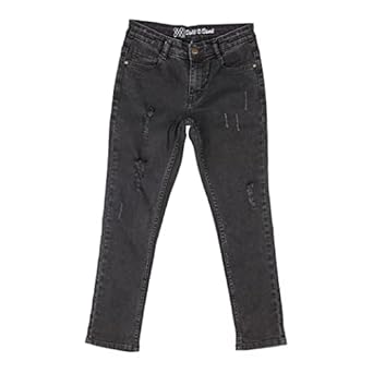 Knit N Knot- Cotton Stretch Washed Torn/raptured/Tearing/Fashionable, Trendy, Latest Style Slim fit Dark Grey Black mid Rise Best Jeans for Kids Boys
