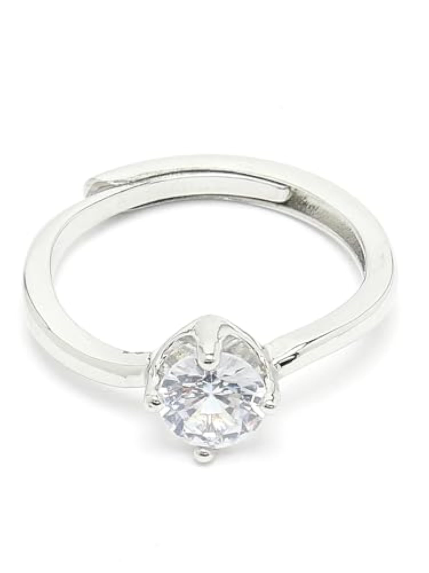 Stylish Rhodium Plated Solitaire Ring for Valentine Collection