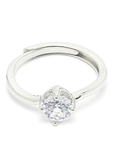 Stylish Rhodium Plated Solitaire Ring for Valentine Collection