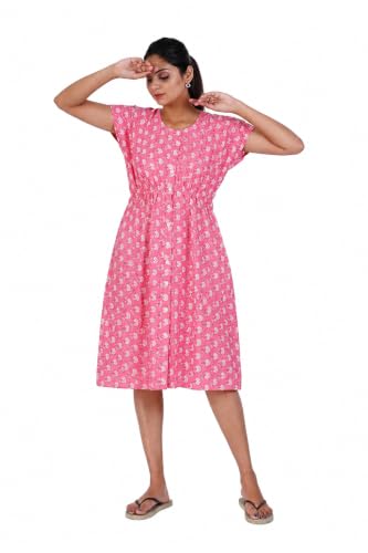 Image of MENMAII Women's [L-4XL] Full Open /Front Buttoned [a Kind of Adaptive Clothing] Multipurpose Nighty for Maternity /Pregnancy /Elderly /Patient /Feeding /Hospital Purpose Nighty