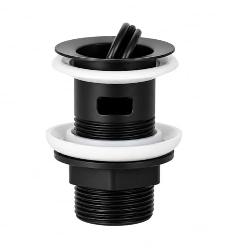 Image of Flode Flip-Top Click-Clack Basin Waste - Matt Black - Stainless Steel - G1 1/4" Connection - Slotted Design