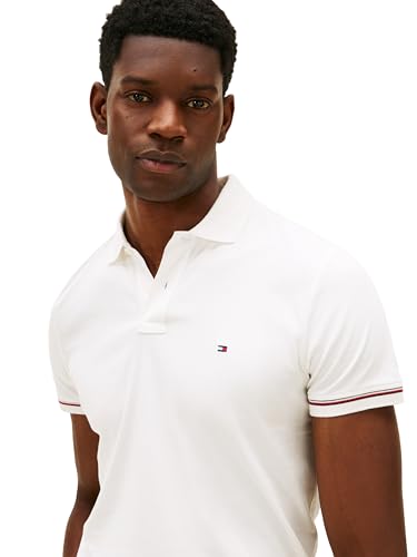 Image of Tommy Hilfiger Men's Short Sleeve Casual Polo Shirts in Slim Fit with Liquid Cotton and Cuff Designs