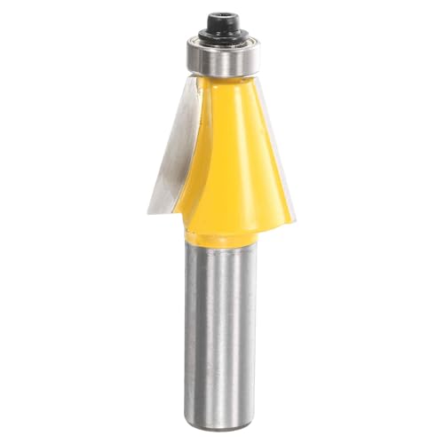 Image of HARFINGTON 15 Degree Chamfer Router Bit 1 /2 Inch Shank 1 inch Cutting Length Carbide Tip with Bearing for Woodworking Milling Cutter Tool, Yellow