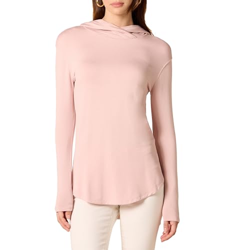 Amazon Essentials Women's Supersoft Terry Essentials Hoodie, Standard-Fit Long-Sleeve Pullover, Rose, X-Small