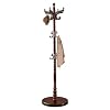 Wooden Coat Rack Stand Vintage Natural Birch Wood Coat Racks Freestanding Solid Coat Tree Stand with 14 Hooks Classic Sturdy Coat Racks Hall Tree for Entryway Office Round chassis