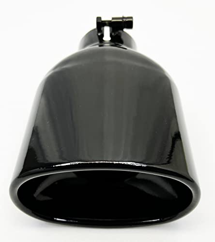 Exhaust Tip 5.50” X 3.5” Dia Od Oval 7.50" Long 2.50" Inlet Double Wall Stainless Steel High Temperature Black Powder Wesdon Exhaust Tip #TOP3