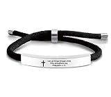 RENYILIN Adjustable Christian Bible Cross Stainless Steel Braided Bracelet baptismal Faith Inspired