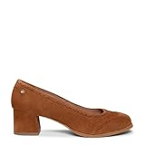 Zapatos pies Anchos de Piel con picado en Camel, EU 37
