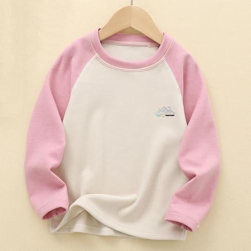 Girls Color Block Fleece Shirts Long Sleeve Pullover Sweater Temperature Sensitive Warm Fall Tops 3-13 Years3