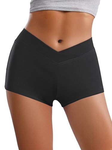 RUNQHUI - Pantalones cortos deportivos para mujer, pantalones cortos de danza de ballet, clásicos, pantalones cortos de yoga, fitness o gimnasio, Negro , M