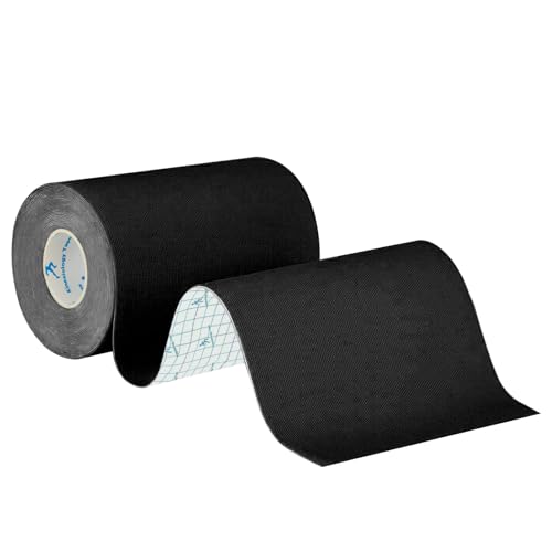 ANAMPION Kinesiology Tape 10cm*5m, Waterproof Sports Tape for Athletes Physio Elastic Tape Pain Relief Adhesive for Muscles Shin Splints Ankle Knee Shoulder (Black, 10CM 1Rolls)