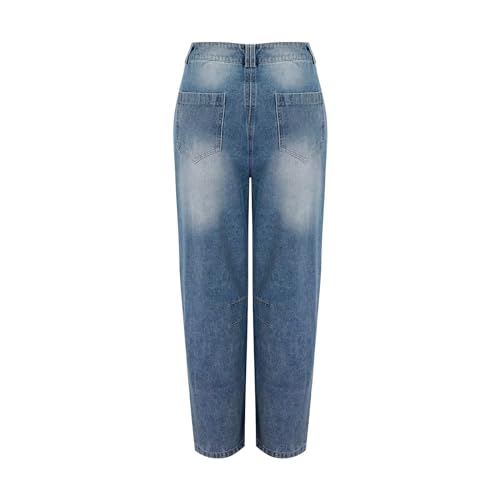 Barrel Jeans Women Petite Length Ankle Wide Leg Pants Y2K Baggy Casual Vintage Boyfriend Mid Rise Harem Denim Pants4