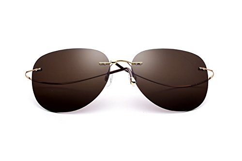 Image of 100% Real Titanium No Screw Rimless Polarized Sunglasses For Men Women Ultralight