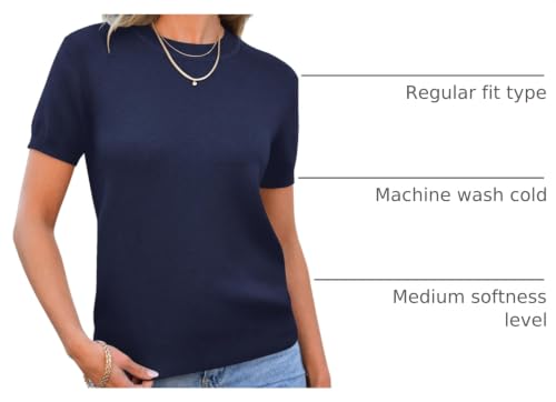 Image of ANRABESS Womens Short Sleeve Sweaters Wool Blend Crew Neck Sweater Shirts Business Casual Work Tops 2026 Summer Outfits