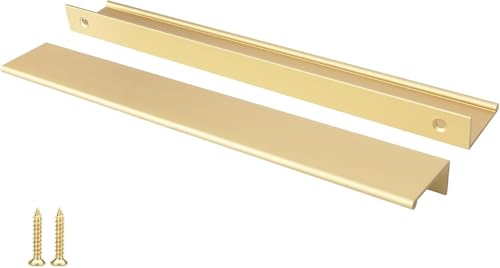 Image of Peaha 50 Pack Kitchen Cabinet Handles 10-1 /16 inch Matte Gold Pulls Edge Pulls