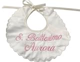 Bavetta Battesimo con Ricamo Personalizzato - Bavetta da Cerimonia - S. Battesimo - Bavettina Santo Battesimo - Bavaglino neonato in cotone - bimba - bimbo - Handmade - Made in Italy - Pri Frog