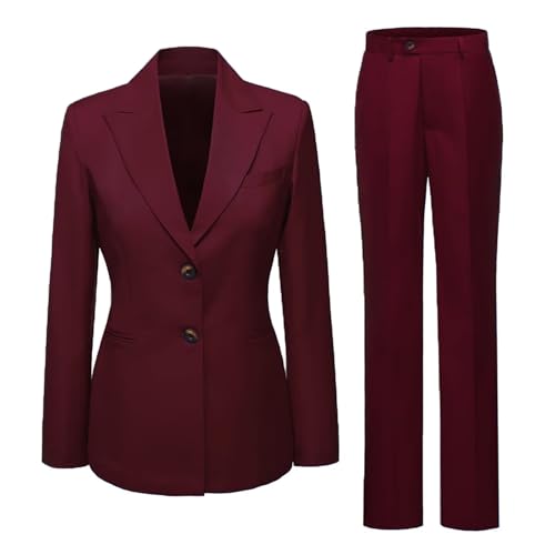 Chic Burgundy Pant Suits for Women – YUVUXE Elegant 2-Piece Business Casual Set, Size 10