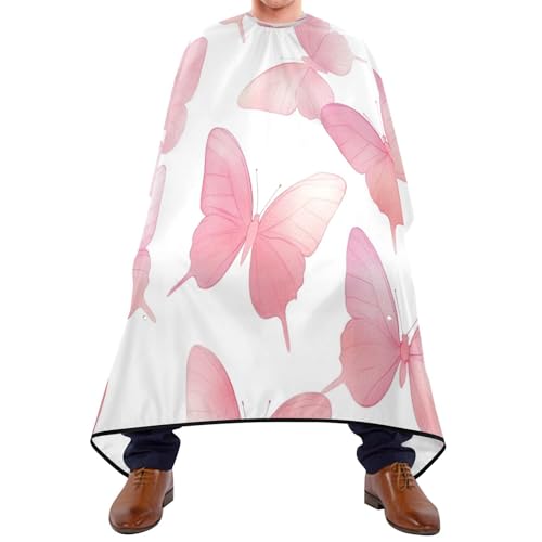 Kigai Hair Cutting Cape for Men & Women Pink Butterfly Waterproof Barber Cape Professional Hairdressing Salon Styling Cape with Adjustable Closure Snap