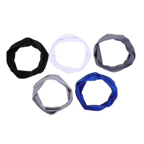 BESPORTBLE 5pcs Sweat Wicking Athletic Hairbands for Boys Lightweight Stretchable Moisture Absorbing Sweatbands for Football Basketball Running and Outdoor Activities