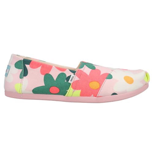 TOMS Womens Alpargata Floral Slip On Flats Casual - Green, Pink2
