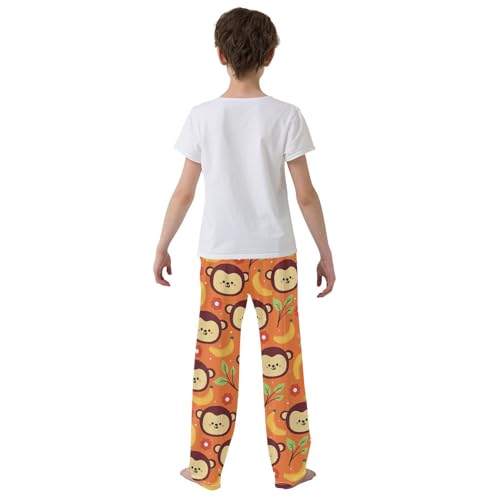 ZZXXB Lovely Monkey and Banana Boys Long Pants Soft Trousers Elastic Waist Kids Lounge Bottoms with Pockets S-XL3