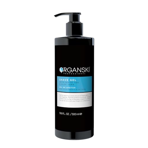Organski Shave Gel for Men – Fresh Cooling Scent, Non-Foaming, Razor-Glide Formula, Aloe Vera & White Tea, Moisturizes & Soothes Sensitive Skin, For All Skin Types, 19.6 fl oz