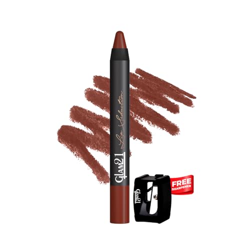 Image of Glam 21 Lip Seduction Non- Transfer Crayon Lipstick up to 12 Hours Stay | Lightweight & Longlasting|Creamy Matte | Smudge Proof - 3.6gm|Coffee-15 (Matte)