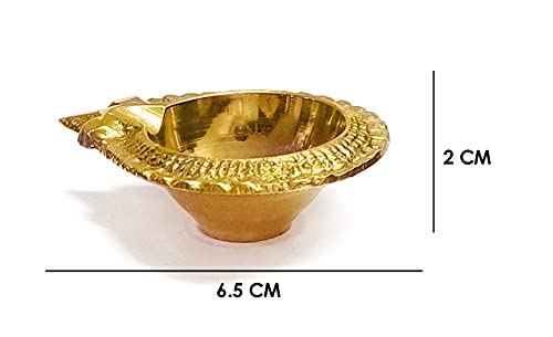 SATVIK 4 Pc Lakshmi Deepak for Diwali Decoration. Handmade Oil Lamp Golden Engraved Made of Virgin Brass Metal Vilakku for Puja Pooja. Traditional Indian Deepawali Housewarming Return Gift Items… - Image 3