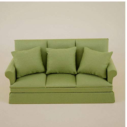 Deanyi 1:12 Scale Nette Stoff DREI-Personen-Sofa Puppenhaus Mit 3 Kissen Miniatur-holzmöbel Couch Handmade Crafts… – Bild 4