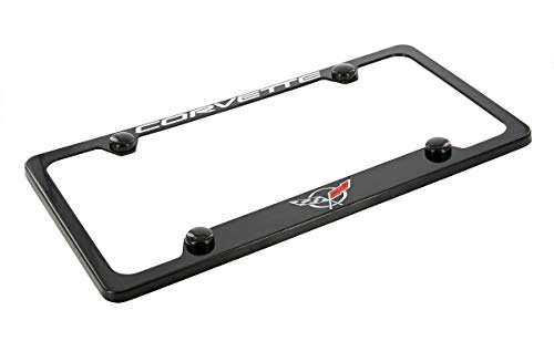 Chevrolet Corvette C5 Black Coated Metal Bottom Engraved License Plate Frame #TOP3