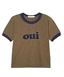 [ミルクフェド] カジュアル OUI SLAB COMPACT S/S RINGER TEE レディース BROWN