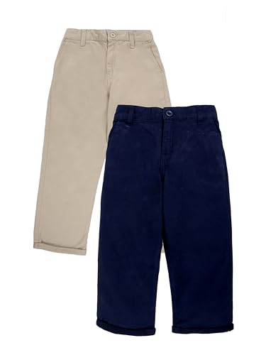 Image of KiddoPanti Boys 100% Cotton Twill Chinos Pant | Comfortable Regular Fit | 2 Side Pocket, 2 Back Pocket | Ankle Length | Back Elasticated Waistband with Button Zip Open Fly