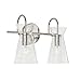 Capital Lighting 142421PN Mila Modern Clear Half-Crackle Glass Hourglass Vanity Lights for Bathroom, 2-Light 200 Total Watts, 11" H x 8" W, Polished Nickel