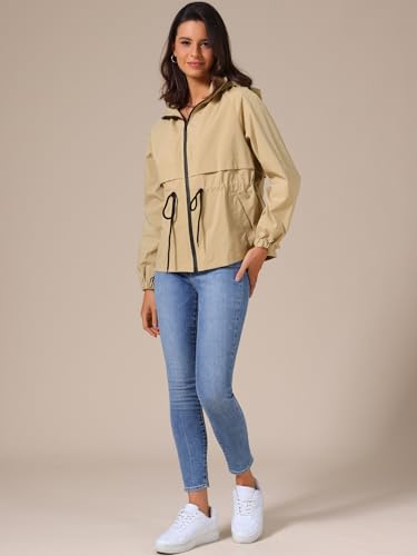 Allegra K Women's Rain Jacket Zipper Lightweight Outdoor Hiking Hooded Windbreaker Raincoat3