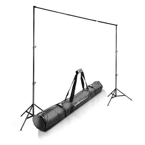 Walimex pro Teleskop Hintergrundsystem XL 225-400 cm breit, Fotohintergrund System 102-256 cm hoch, Lampenstativ 5/8'' Spigot, für Fotografie, Video u....