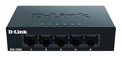 D-Link DGS-105GL 5-Port Unmanaged Gigabit Switch (ohne Lüfter, Low Profile Metallgehäuse, Desktop, Plug-and-Play, QoS, 802.3az EEE)