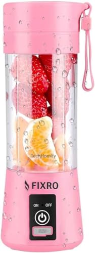 FIXRO Portable Blender, Auto Shut Off, Pink, 380ml