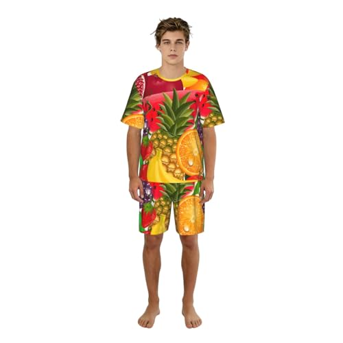 Pyjama court hommes à imprimé fruits frais ananas