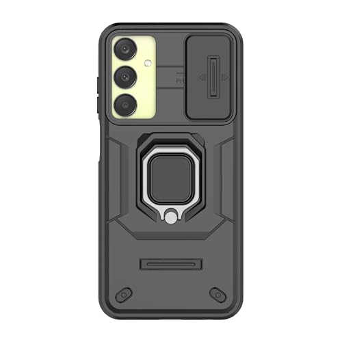 Image of SHINESTAR Tough Armor Samsung Galaxy A25 5G Bumper Back Case Cover | Ring Holder & Sliding Camera Shield Cover | 360 Degree Protection Back Case Cover for Samsung Galaxy A25 5G (Black)
