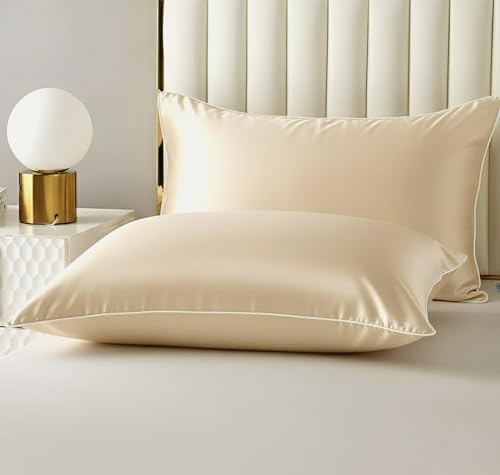 Image of BSB HOME Luxury Satin Silk Pillow Cover | 300 TC Ultra-Smooth Silky Finish | Premium Home Bedding Pillowcase | Soft, Glossy & Skin-Friendly Fabric | 18 x 28 Inches (Pale Moonstone)